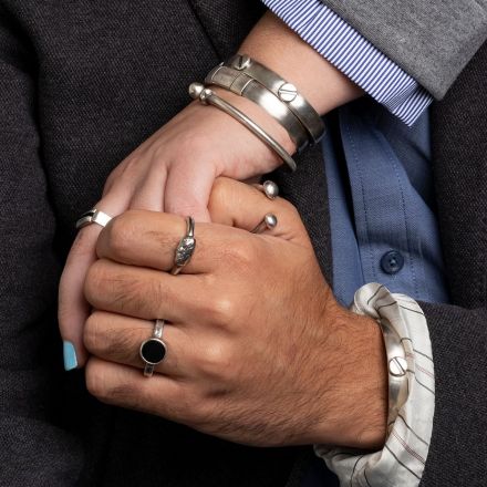 טבעת לגבר ולאישה כסף מושחר ואוניקס