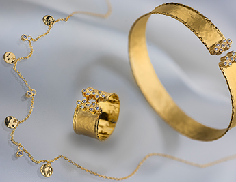 קולקציית קרני שמש - תכשיטי זהב 14 קראט בשיבוץ יהלומים