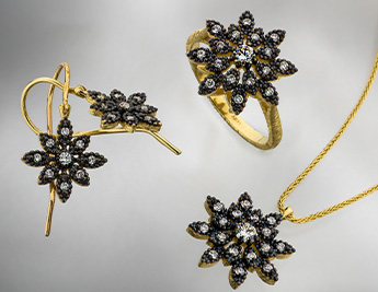 קולקציית כוכב הצפון - תכשיטי זהב 14 קראט בשיבוץ יהלומים