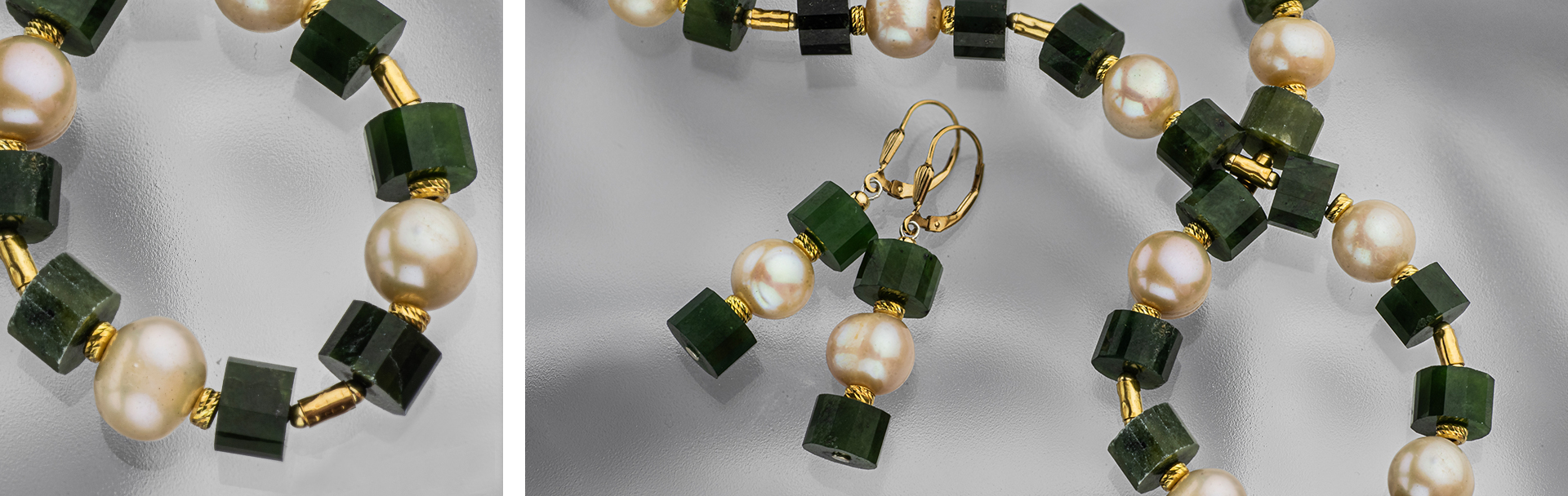 תכשיטי גולדפילד בשילוב אבני לברדורייט ופנינים